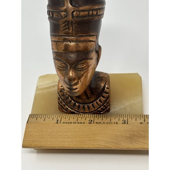 Nefertiti Bust Figurine Statue Sculpture Metal Marble Base Egyptian Queen 5.25” - Picture 10 of 10